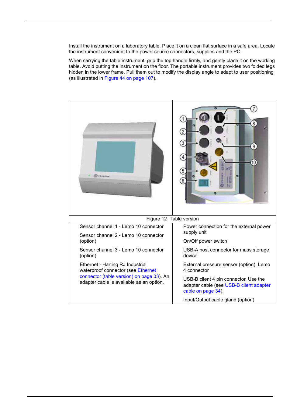 2 mounting, 3 connection panel (bottom of instrument), Installation 3.5.2 mounting | Hach-Lange ORBISPHERE Model 51x User Manual User Manual | Page 33 / 116