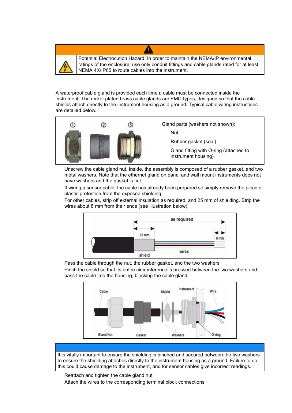 6 connectors assembly instructions, 1 cable gland wiring instructions, Installation | Hach-Lange ORBISPHERE Model 51x User Manual User Manual | Page 34 / 116