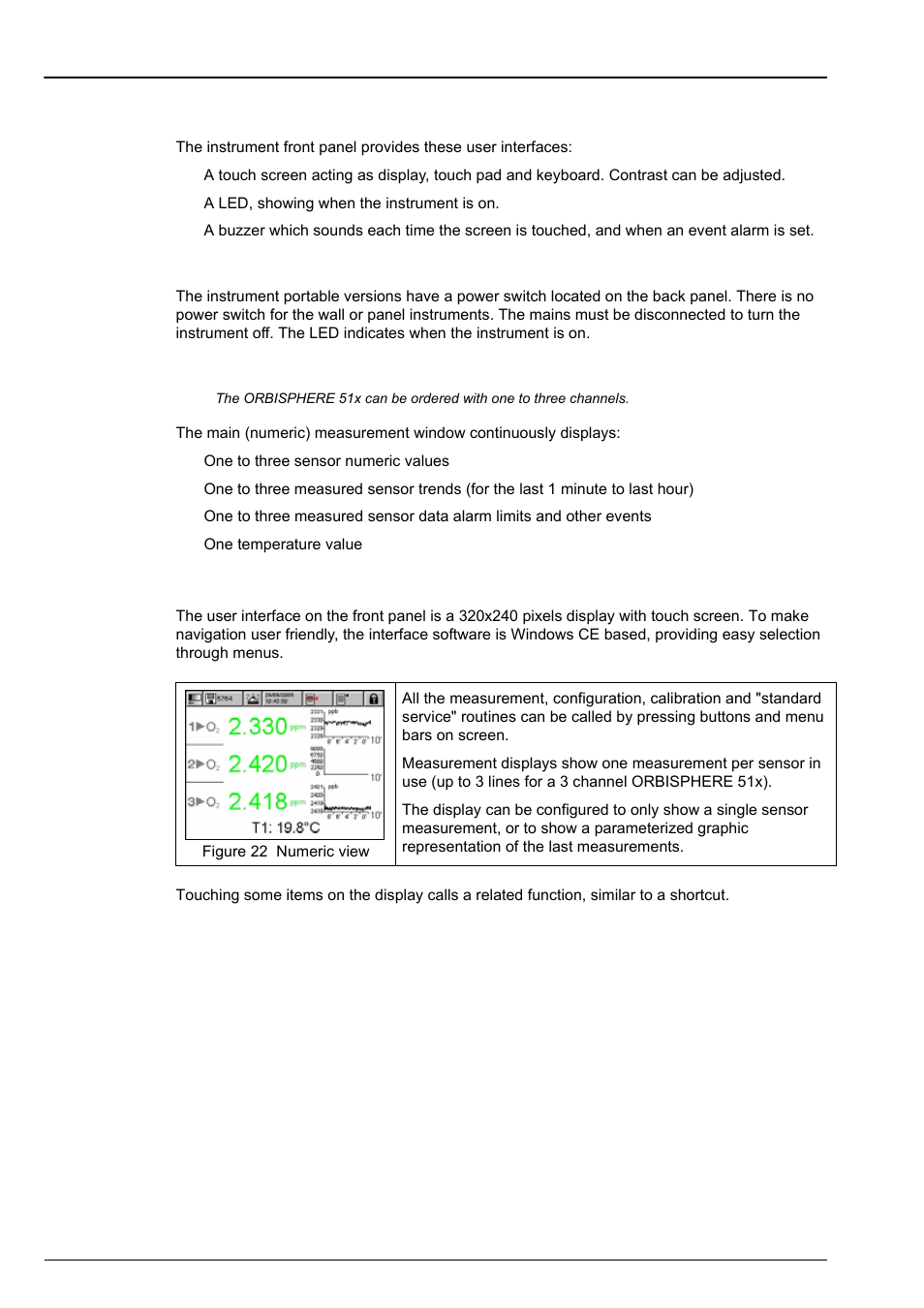 Section 4 user interface, 1 instrument, 2 touch screen | 1 instrument 4.2 touch screen | Hach-Lange ORBISPHERE Model 51x User Manual User Manual | Page 43 / 116