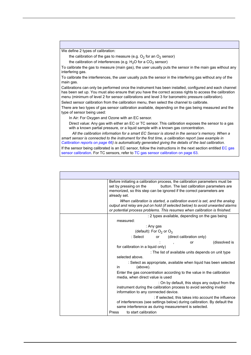 1 definitions, 2 ec gas sensor calibration, 1 definitions 7.2 ec gas sensor calibration | Calibration menu | Hach-Lange ORBISPHERE Model 51x User Manual User Manual | Page 63 / 116