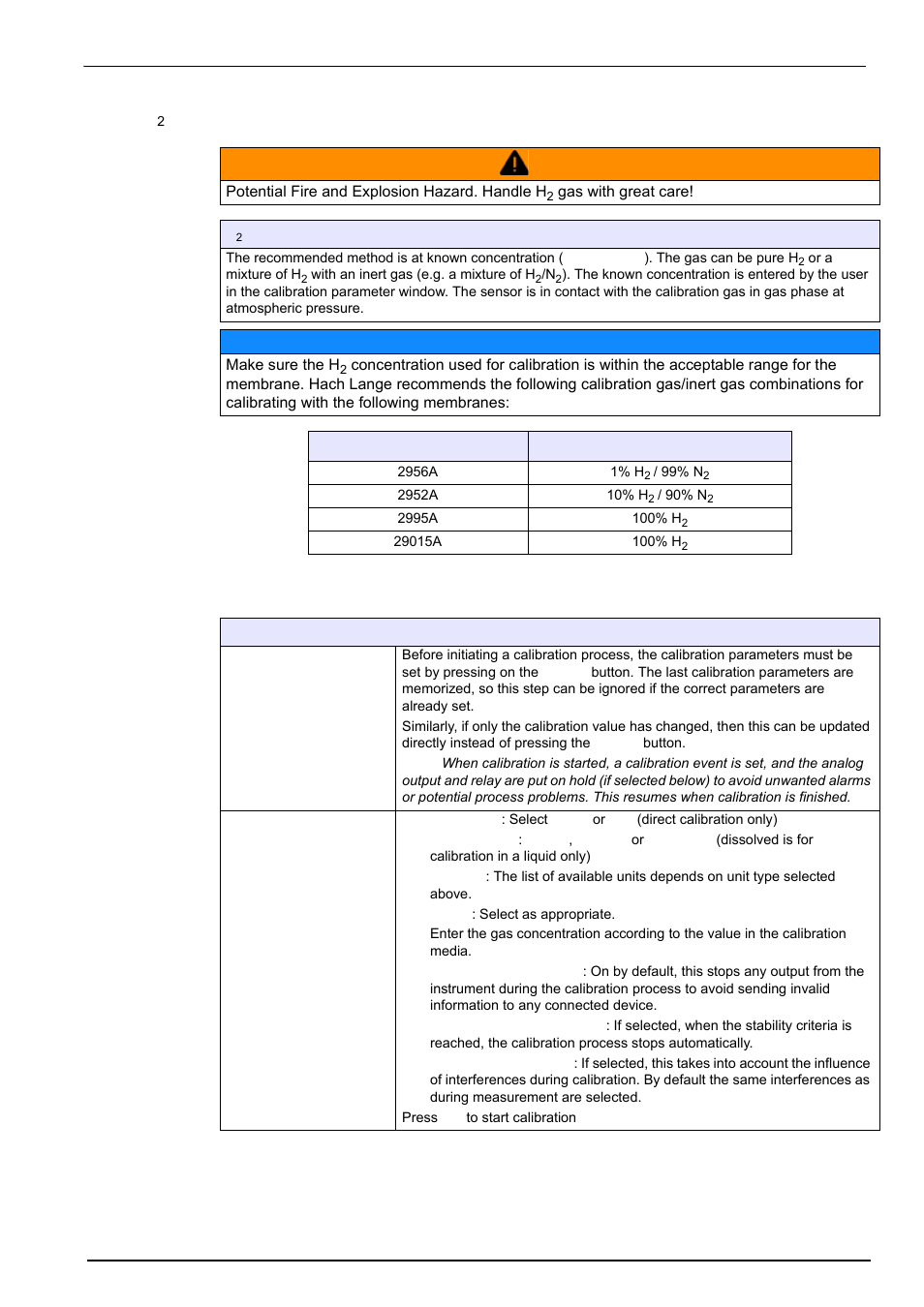 3 h2 sensor calibration, 3 tc gas sensor calibration, Calibration menu 7.2.3 h | Sensor calibration | Hach-Lange ORBISPHERE Model 51x User Manual User Manual | Page 65 / 116
