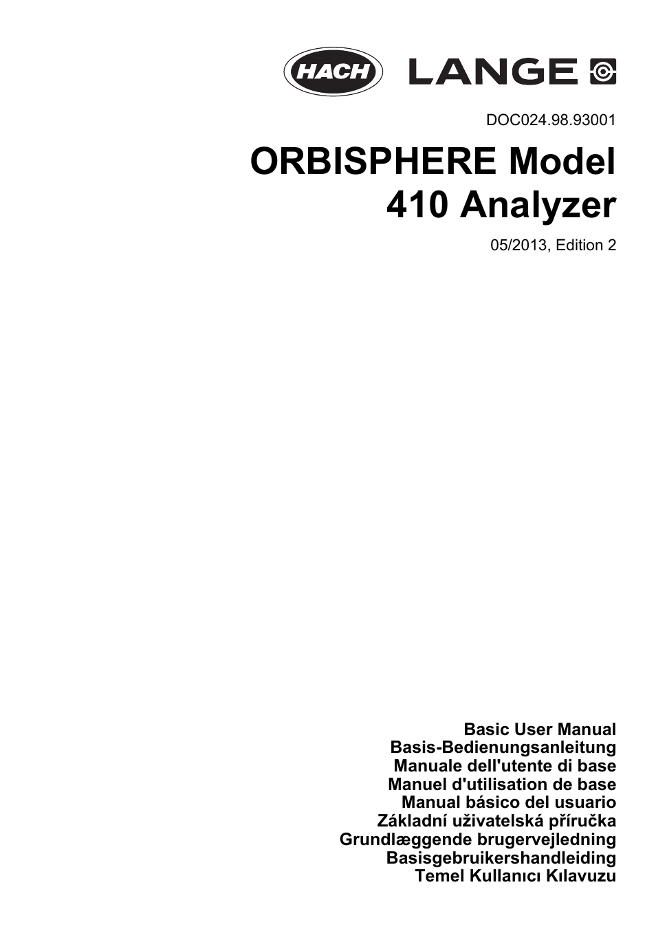 Hach-Lange ORBISPHERE 410 Basic User Manual User Manual | 190 pages