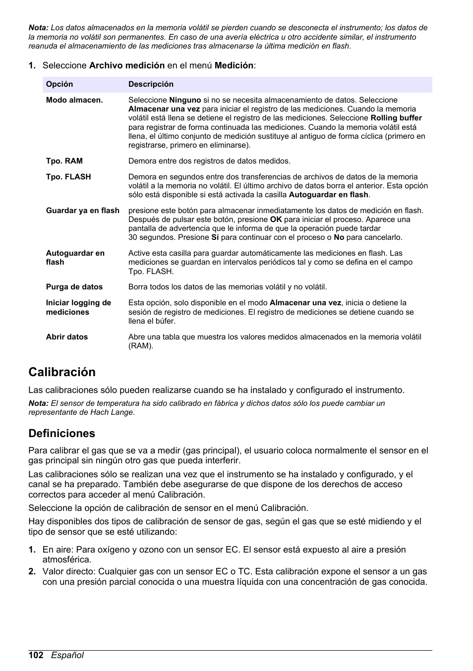 Calibración, Definiciones | Hach-Lange ORBISPHERE 410 Basic User Manual User Manual | Page 102 / 190