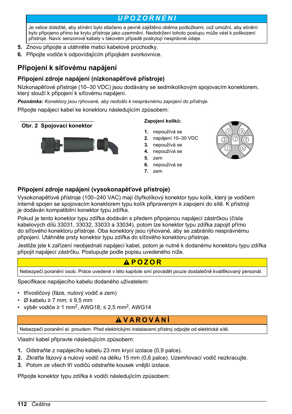 Připojení k síťovému napájení | Hach-Lange ORBISPHERE 410 Basic User Manual User Manual | Page 112 / 190