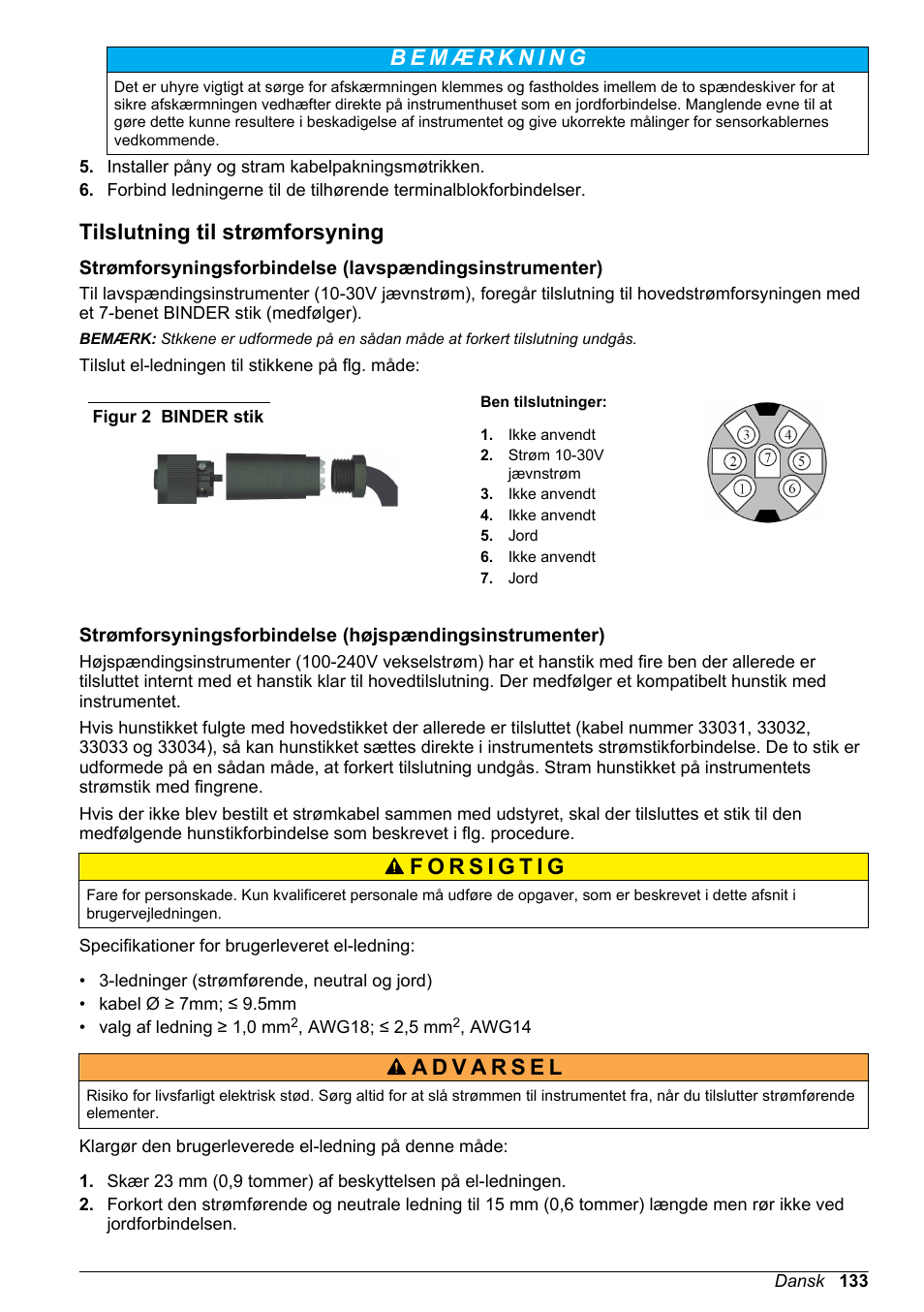 Tilslutning til strømforsyning | Hach-Lange ORBISPHERE 410 Basic User Manual User Manual | Page 133 / 190