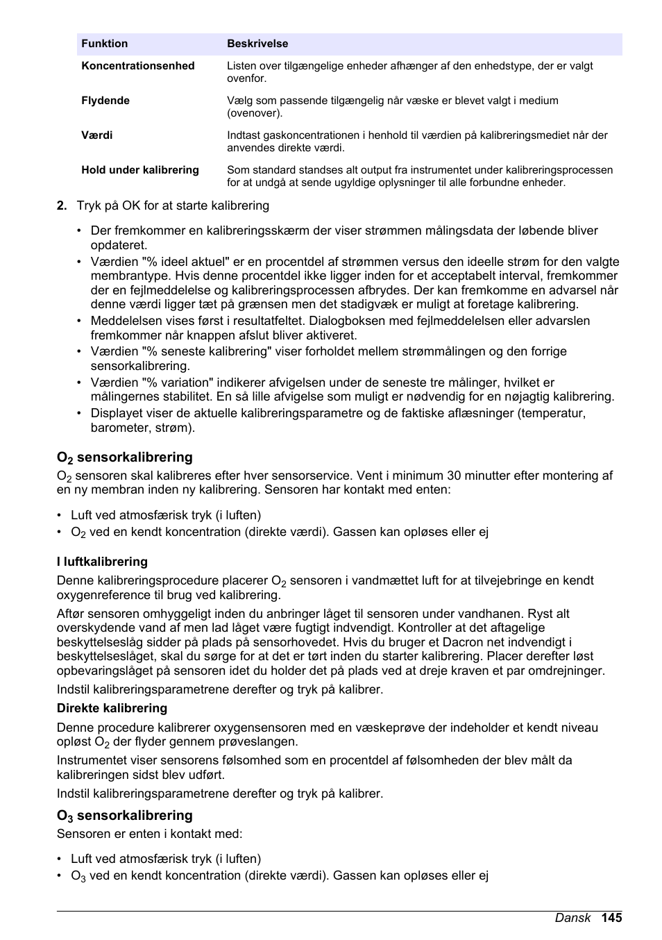 O2 sensorkalibrering, O3 sensorkalibrering | Hach-Lange ORBISPHERE 410 Basic User Manual User Manual | Page 145 / 190