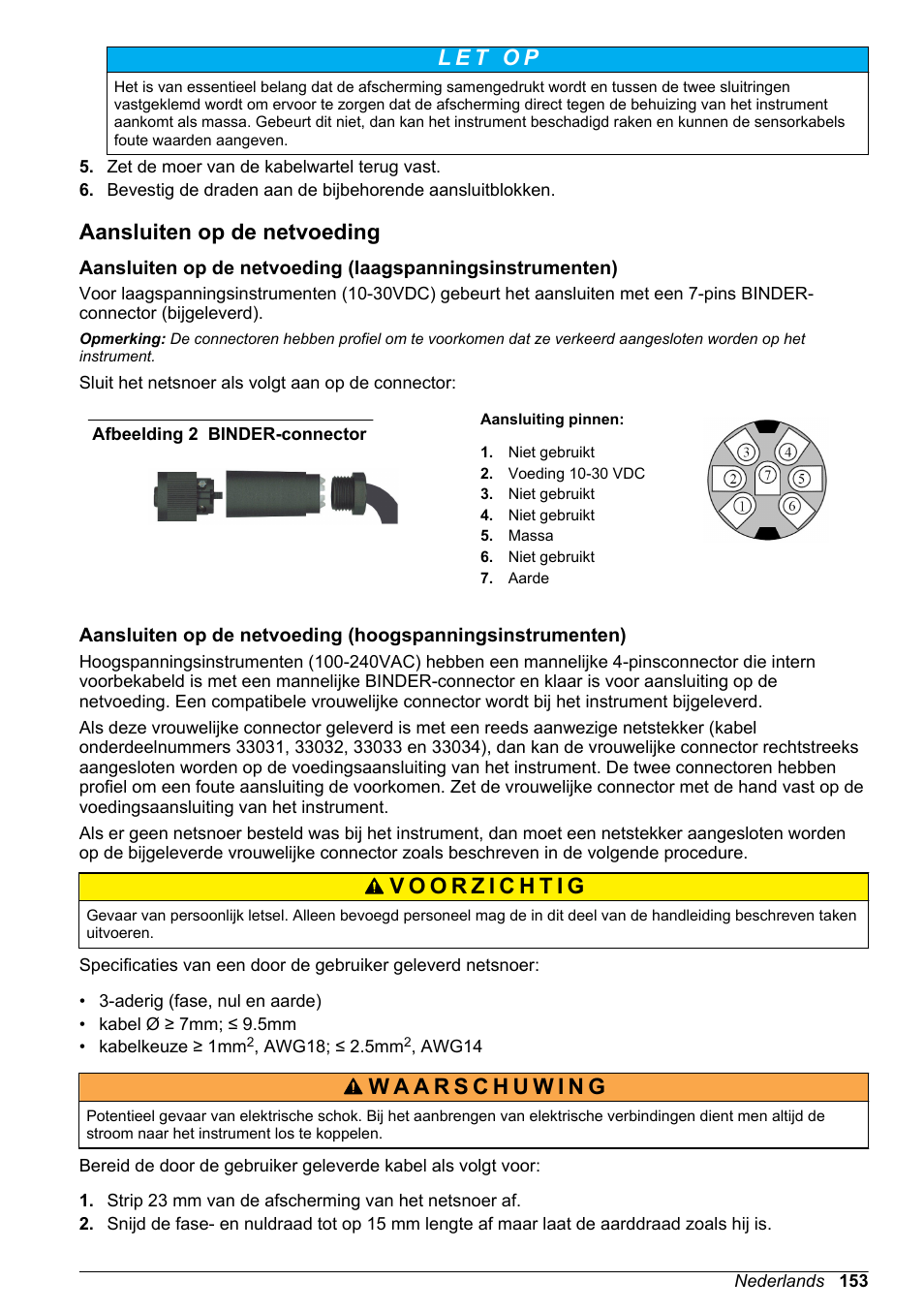 Aansluiten op de netvoeding | Hach-Lange ORBISPHERE 410 Basic User Manual User Manual | Page 153 / 190