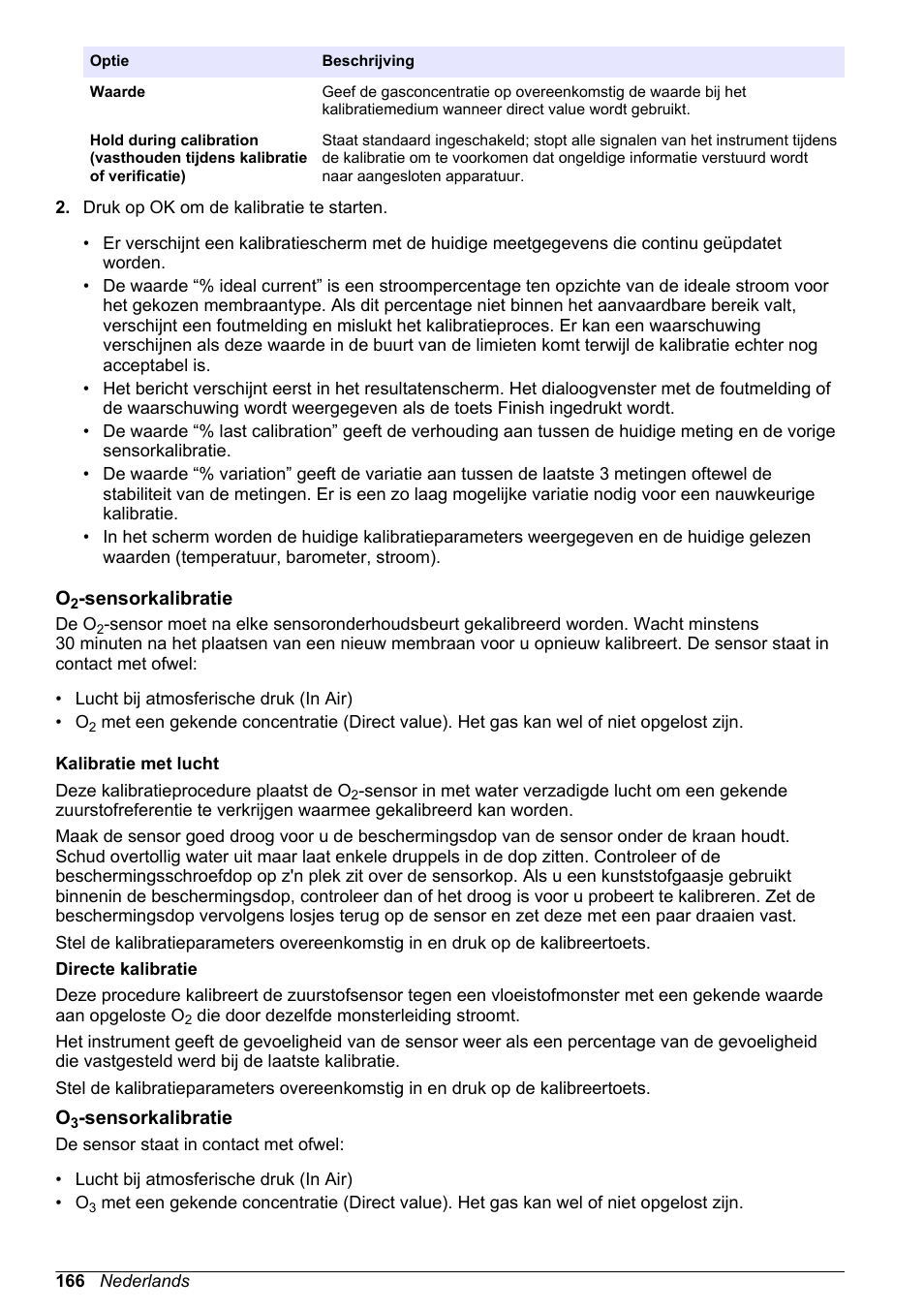 O2-sensorkalibratie, O3-sensorkalibratie | Hach-Lange ORBISPHERE 410 Basic User Manual User Manual | Page 166 / 190