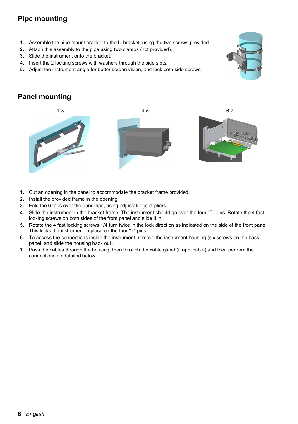 Pipe mounting, Panel mounting | Hach-Lange ORBISPHERE 410 Basic User Manual User Manual | Page 6 / 190