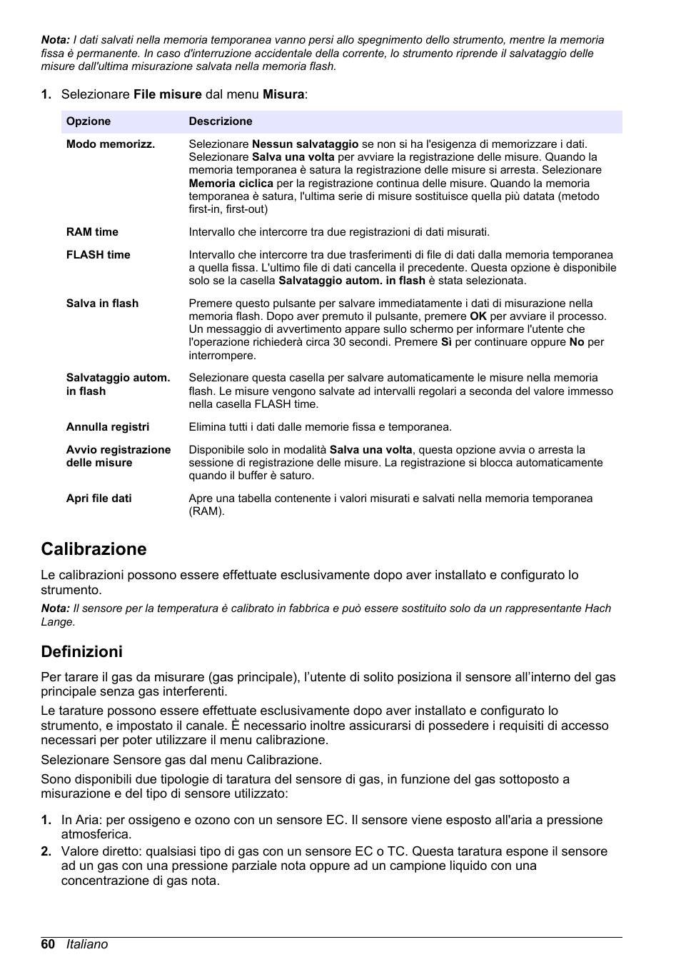 Calibrazione, Definizioni | Hach-Lange ORBISPHERE 410 Basic User Manual User Manual | Page 60 / 190