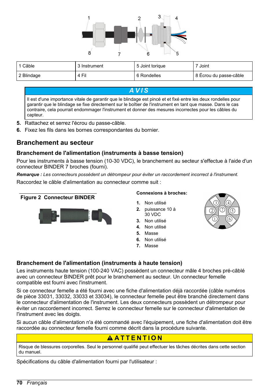 Branchement au secteur, A v i s | Hach-Lange ORBISPHERE 410 Basic User Manual User Manual | Page 70 / 190