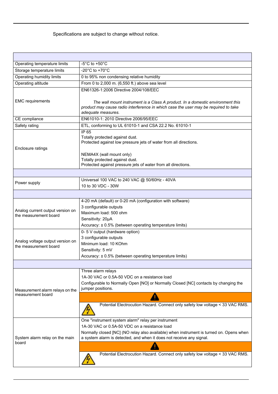 Section 2 specifications, 1 technical specifications | Hach-Lange ORBISPHERE 410 User Manual User Manual | Page 15 / 100