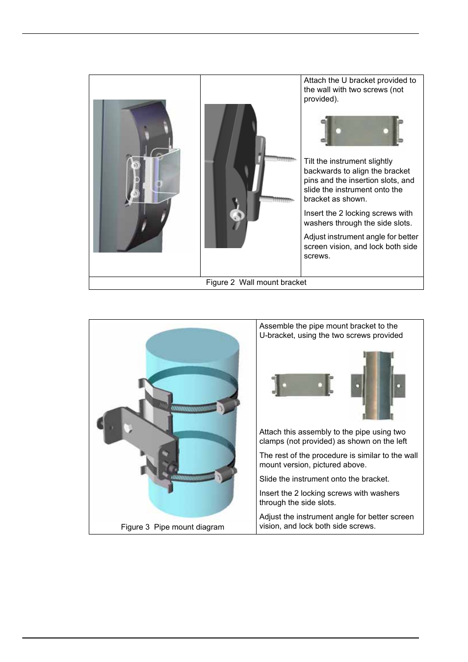 2 wall mounting, 3 pipe mounting, 2 wall mounting 3.3.3 pipe mounting | Hach-Lange ORBISPHERE 410 User Manual User Manual | Page 22 / 100