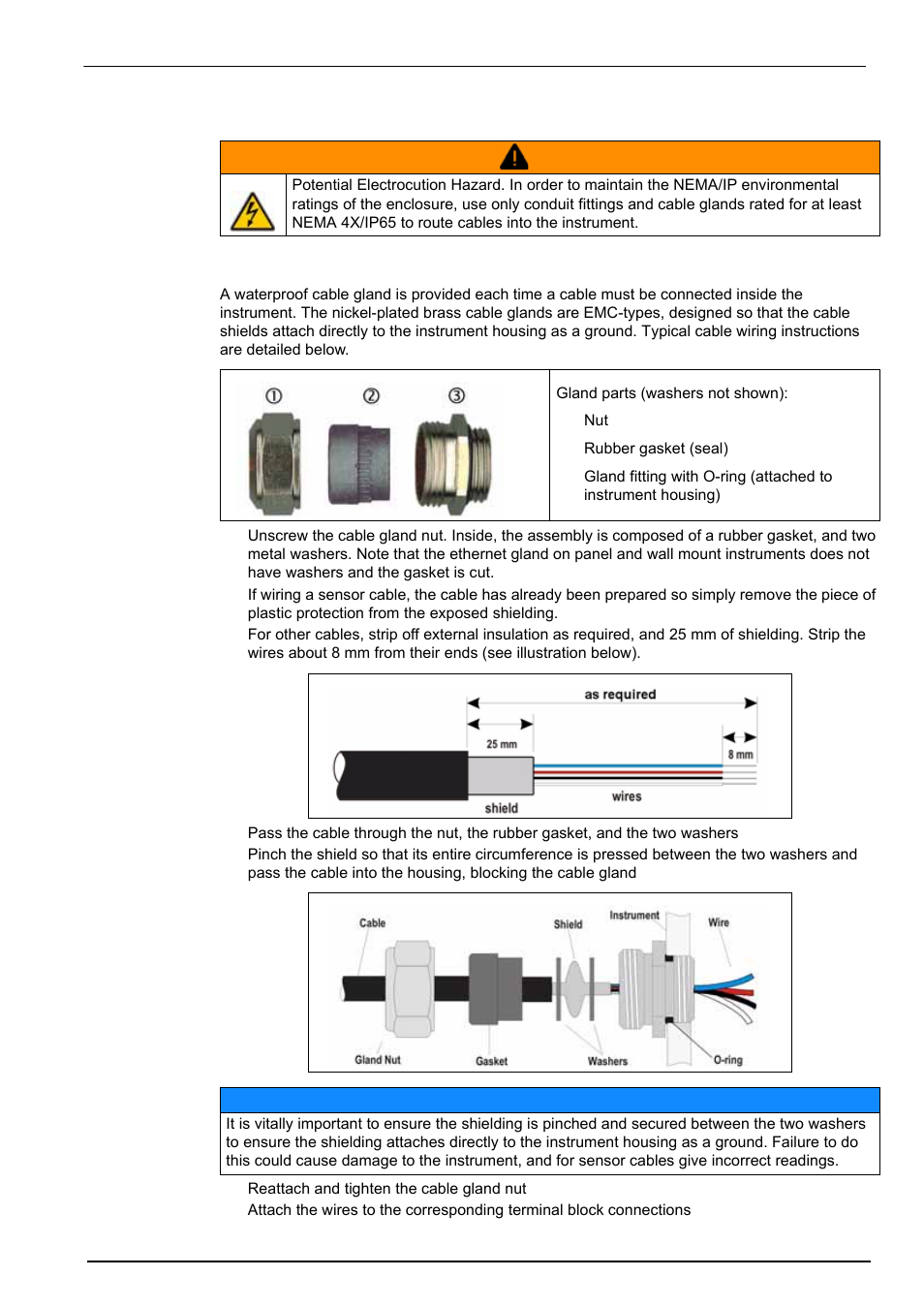 5 connectors assembly instructions, 1 cable gland wiring instructions, Installation | Hach-Lange ORBISPHERE 410 User Manual User Manual | Page 27 / 100