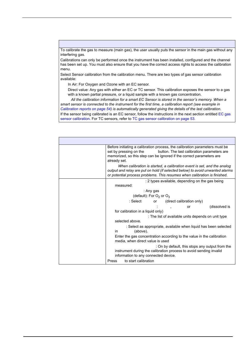 1 definitions, 2 ec gas sensor calibration, 1 definitions 7.2 ec gas sensor calibration | Calibration menu | Hach-Lange ORBISPHERE 410 User Manual User Manual | Page 53 / 100