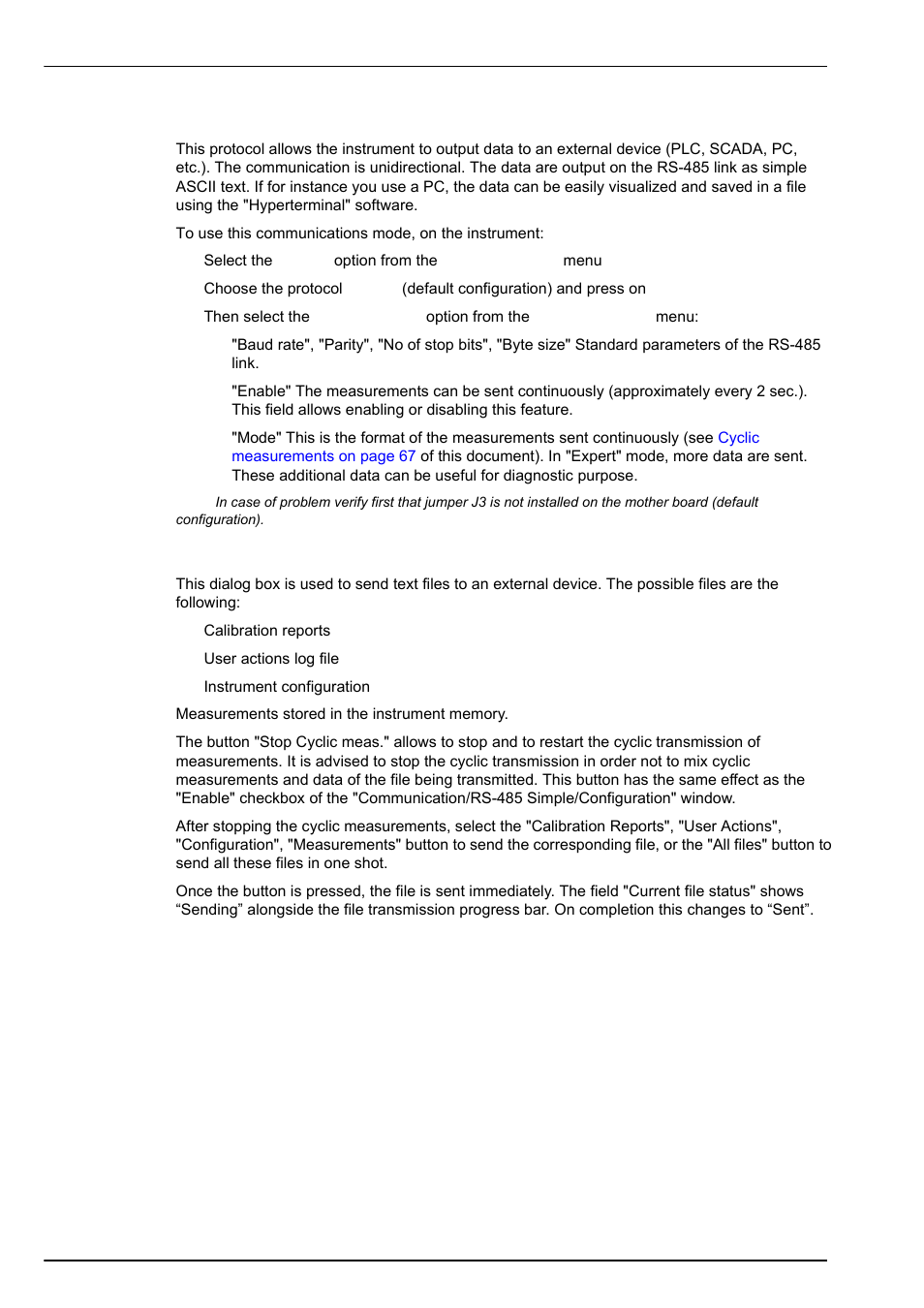 1 rs-485 simple mode configuration, Communication menu | Hach-Lange ORBISPHERE 410 User Manual User Manual | Page 68 / 100