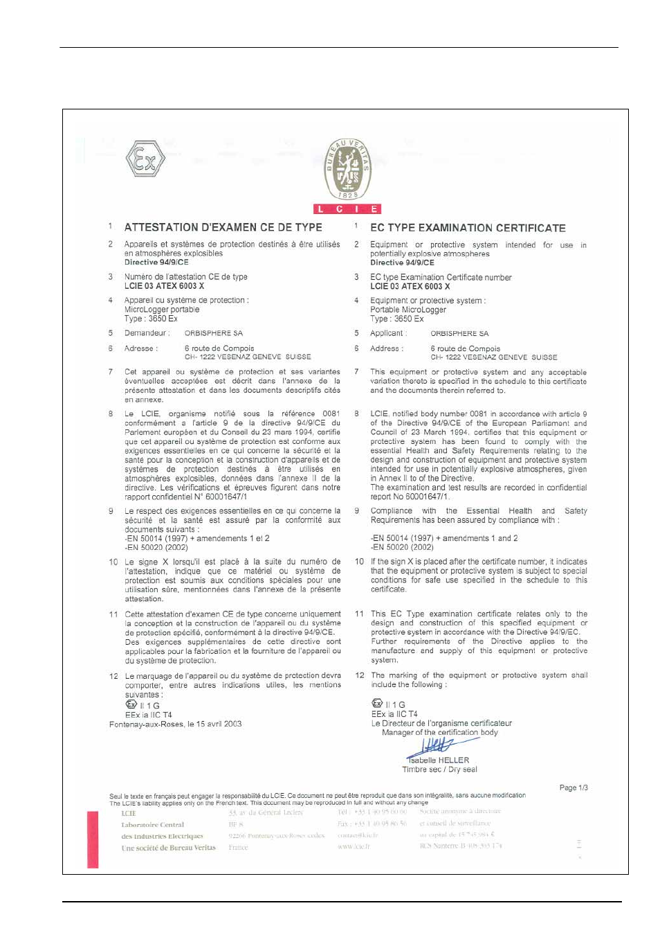 4 3650ex certificates | Hach-Lange ORBISPHERE 3650 User Manual | Page 15 / 54