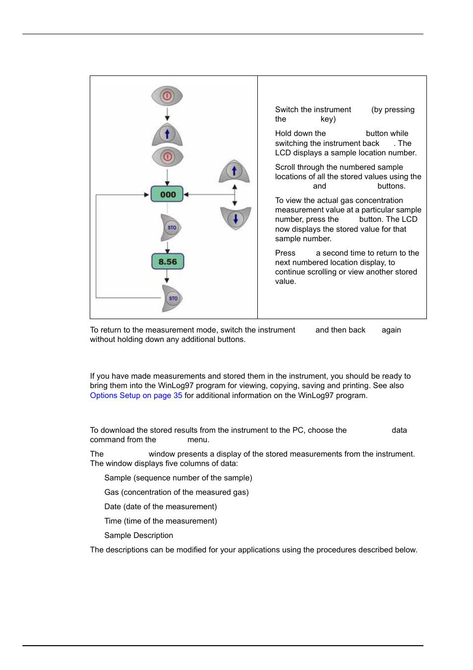 3 viewing stored measurements, 4 storing and accessing measurements from the pc, 1 downloading stored values | Hach-Lange ORBISPHERE 3650 User Manual | Page 32 / 54