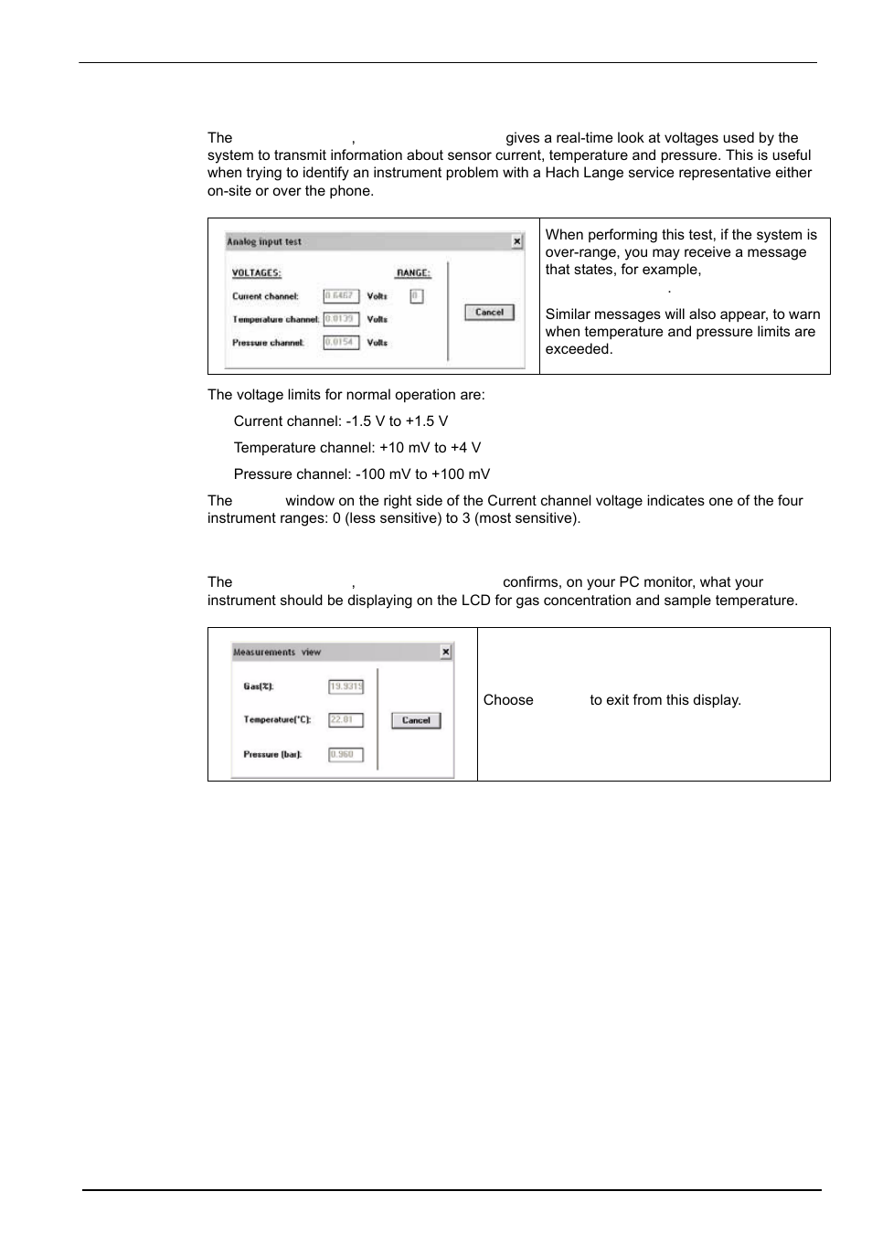 5 analog voltages view, 6 measurements view, 5 analog voltages view 7.2.6 measurements view | Hach-Lange ORBISPHERE 3650 User Manual | Page 49 / 54