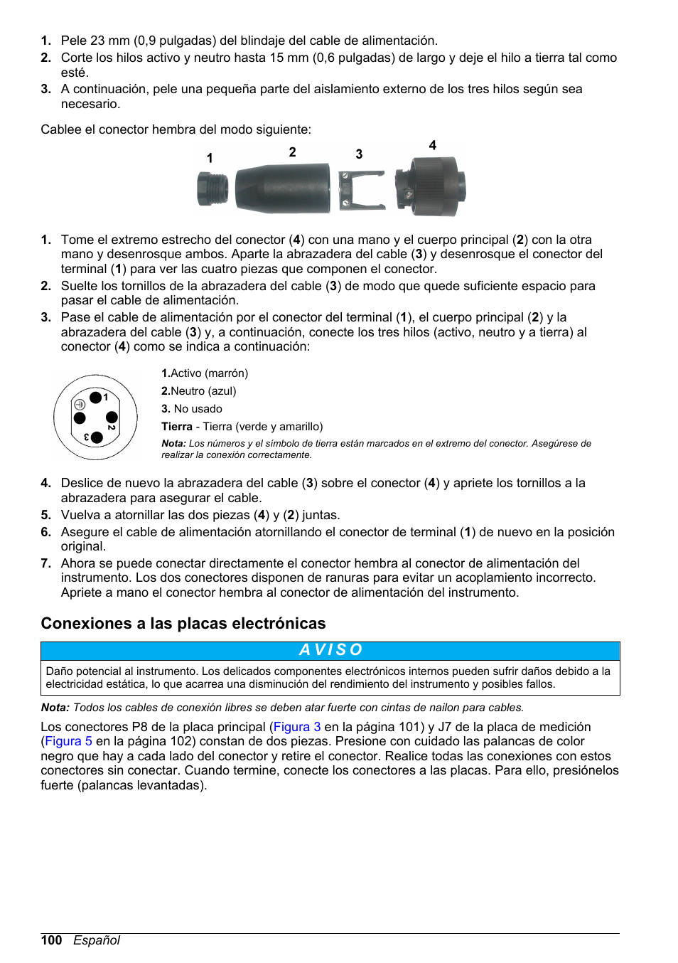 Conexiones a las placas electrónicas | Hach-Lange ORBISPHERE KM1100 Basic User Manual User Manual | Page 100 / 350
