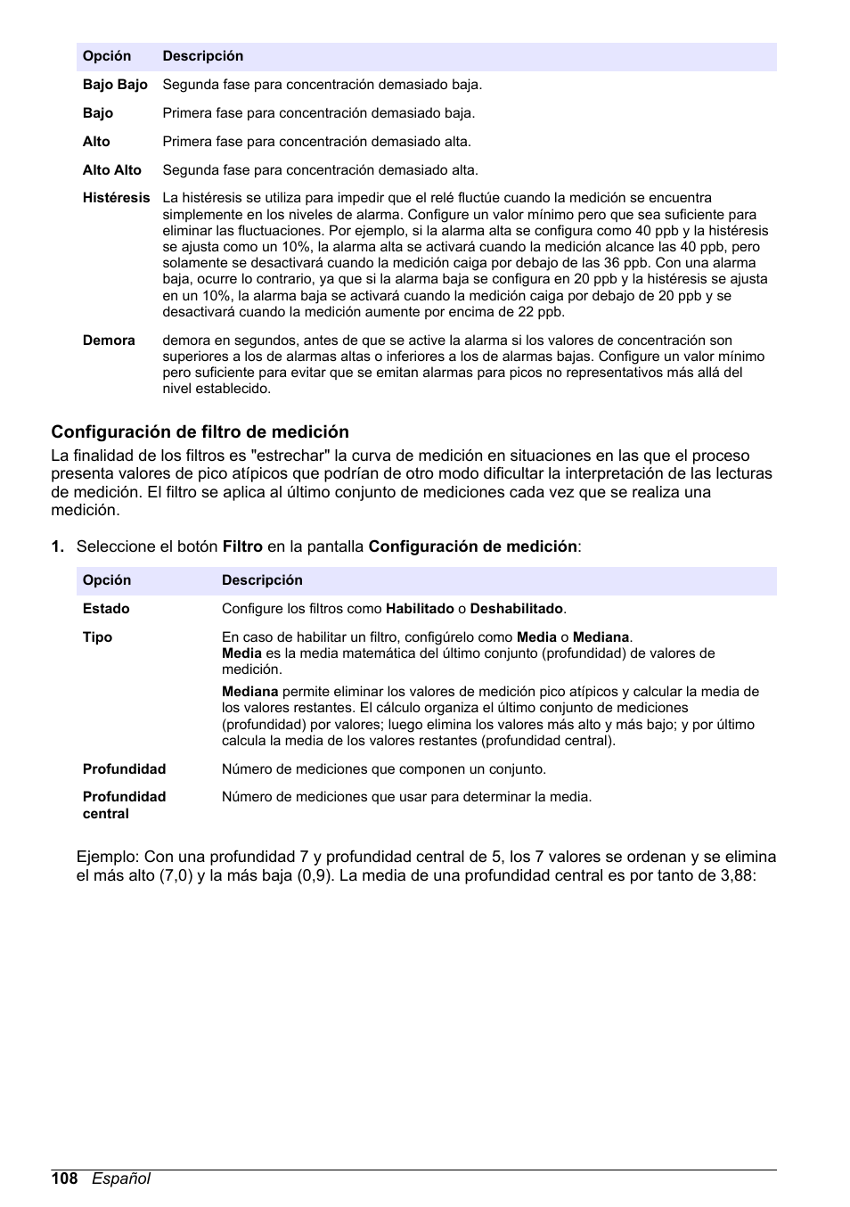 Configuración de filtro de medición | Hach-Lange ORBISPHERE KM1100 Basic User Manual User Manual | Page 108 / 350
