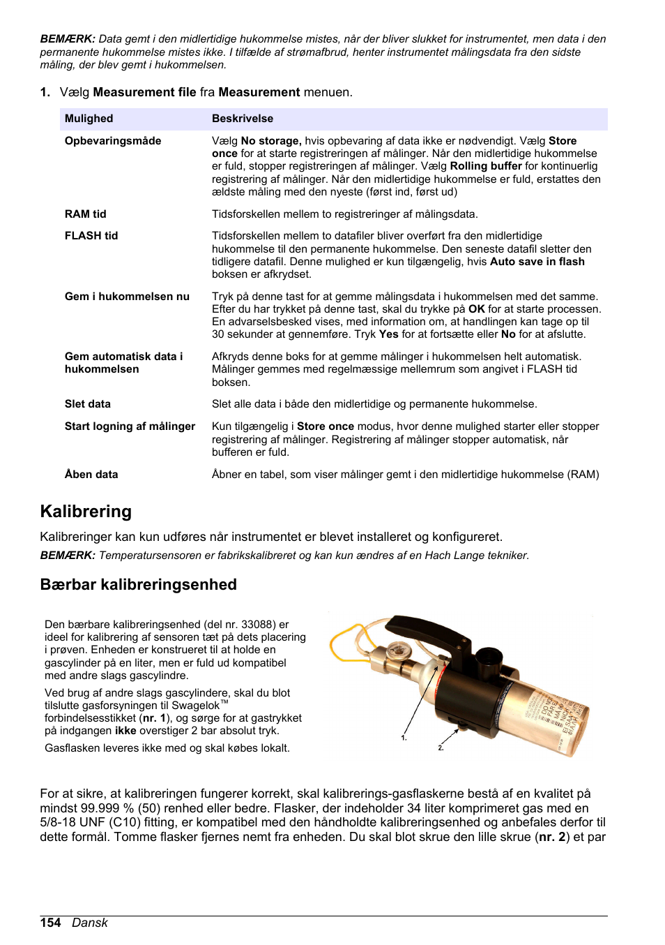 Kalibrering, Bærbar kalibreringsenhed | Hach-Lange ORBISPHERE KM1100 Basic User Manual User Manual | Page 154 / 350