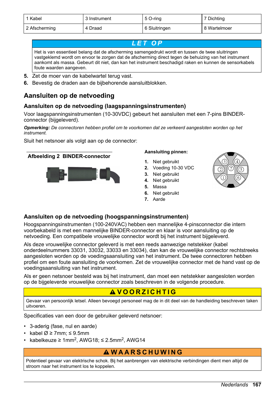 Aansluiten op de netvoeding | Hach-Lange ORBISPHERE KM1100 Basic User Manual User Manual | Page 167 / 350