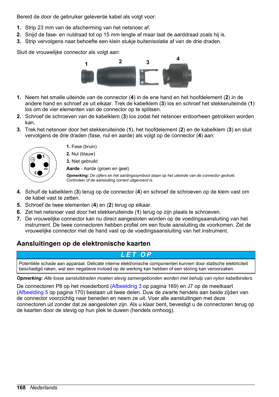 Aansluitingen op de elektronische kaarten | Hach-Lange ORBISPHERE KM1100 Basic User Manual User Manual | Page 168 / 350