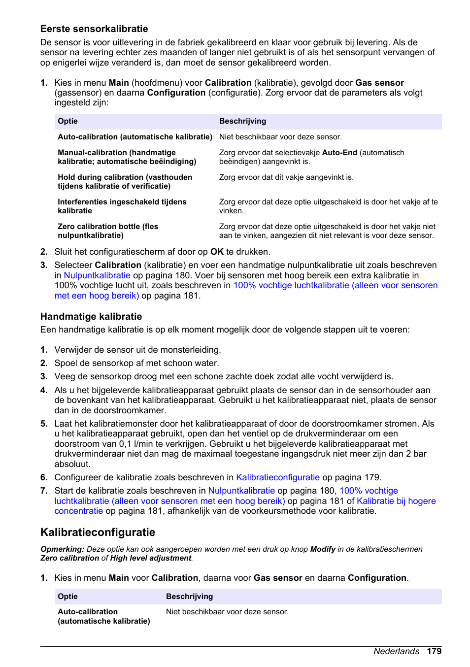 Eerste sensorkalibratie, Handmatige kalibratie, Kalibratieconfiguratie | Hach-Lange ORBISPHERE KM1100 Basic User Manual User Manual | Page 179 / 350