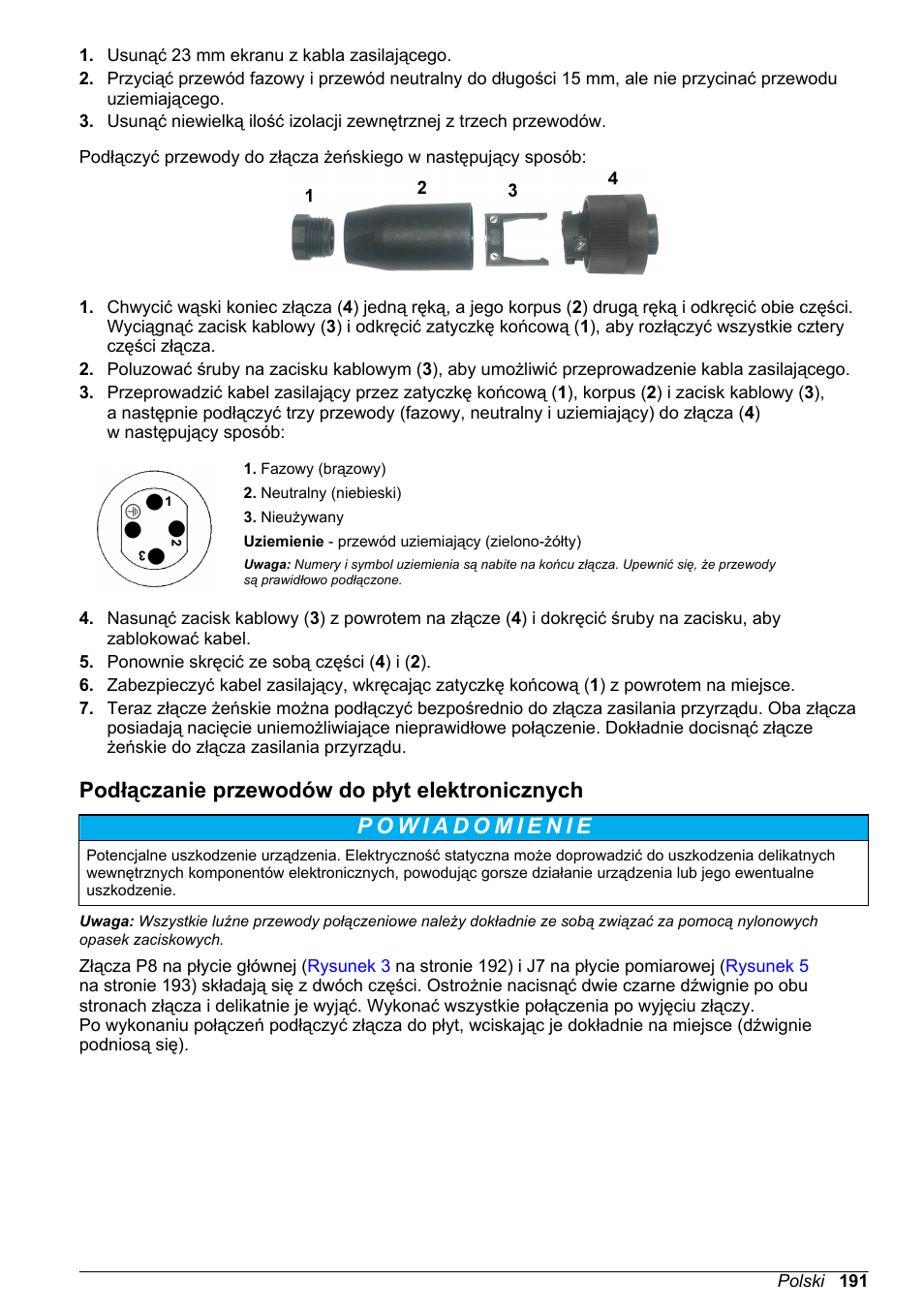 Podłączanie przewodów do płyt elektronicznych | Hach-Lange ORBISPHERE KM1100 Basic User Manual User Manual | Page 191 / 350