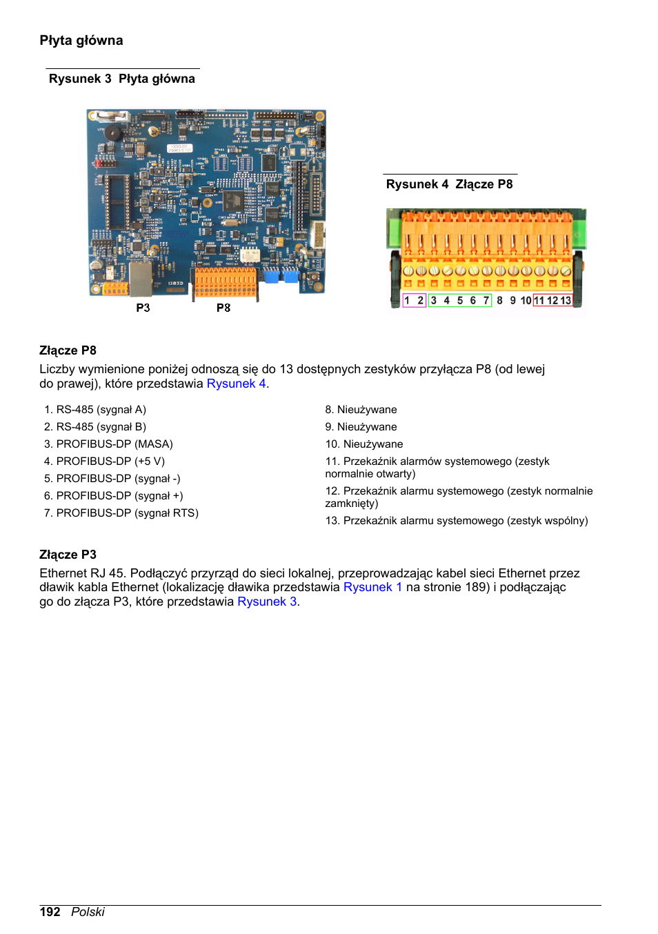 Płyta główna, Złącza p8 na płycie głównej, Rysunek 3 | Na stronie | Hach-Lange ORBISPHERE KM1100 Basic User Manual User Manual | Page 192 / 350