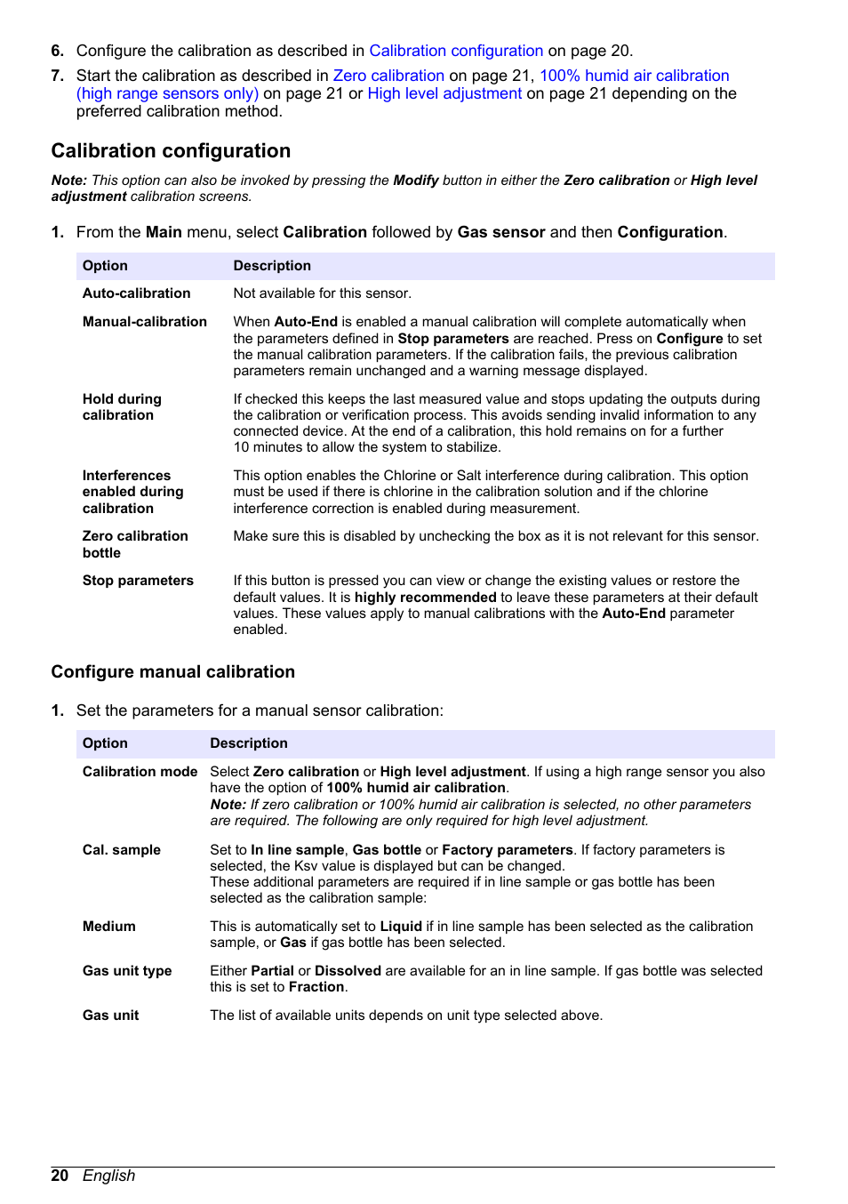 Calibration configuration, Configure manual calibration | Hach-Lange ORBISPHERE KM1100 Basic User Manual User Manual | Page 20 / 350