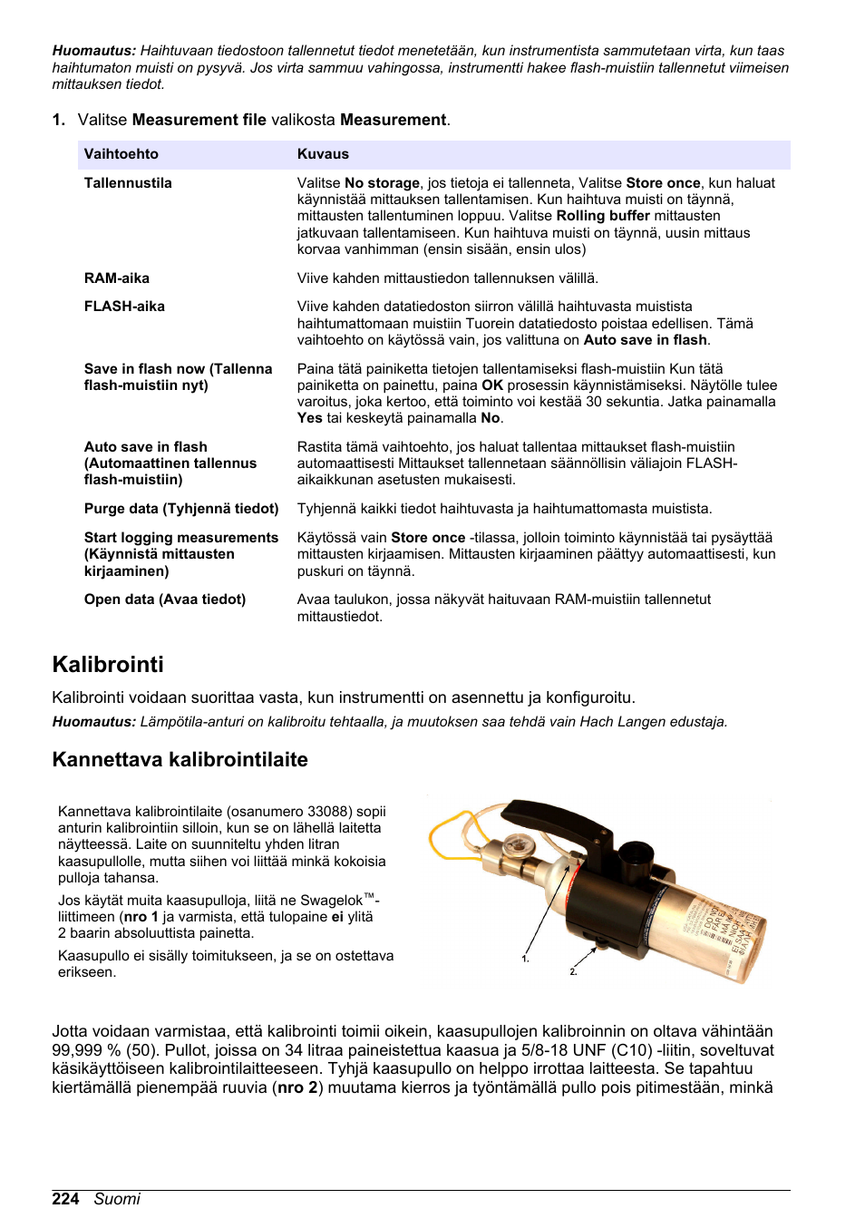 Kalibrointi, Kannettava kalibrointilaite | Hach-Lange ORBISPHERE KM1100 Basic User Manual User Manual | Page 224 / 350