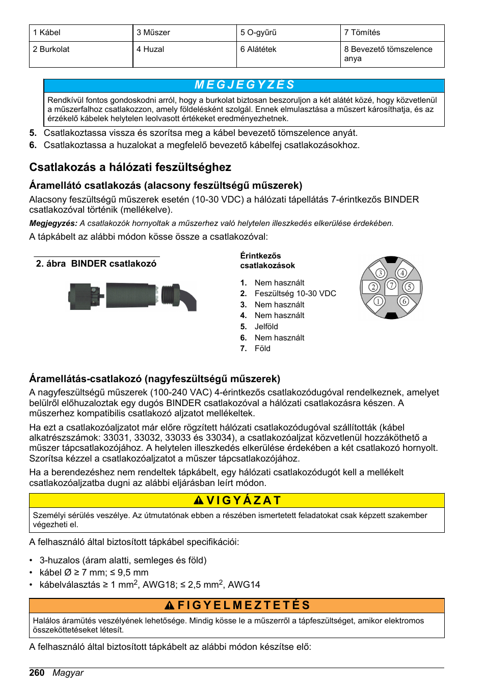 Csatlakozás a hálózati feszültséghez, Áramellátás-csatlakozó (nagyfeszültségű műszerek) | Hach-Lange ORBISPHERE KM1100 Basic User Manual User Manual | Page 260 / 350