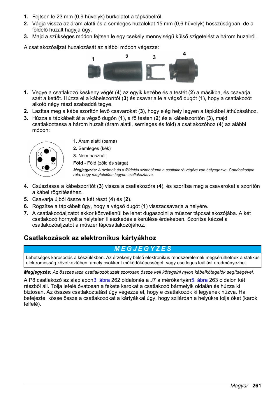 Csatlakozások az elektronikus kártyákhoz | Hach-Lange ORBISPHERE KM1100 Basic User Manual User Manual | Page 261 / 350