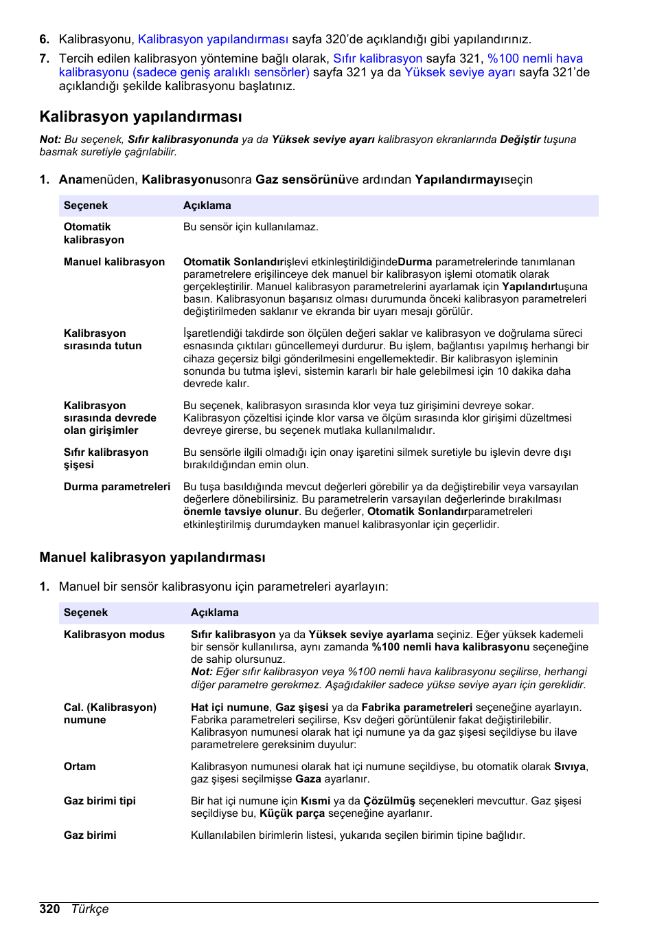 Kalibrasyon yapılandırması, Manuel kalibrasyon yapılandırması | Hach-Lange ORBISPHERE KM1100 Basic User Manual User Manual | Page 320 / 350