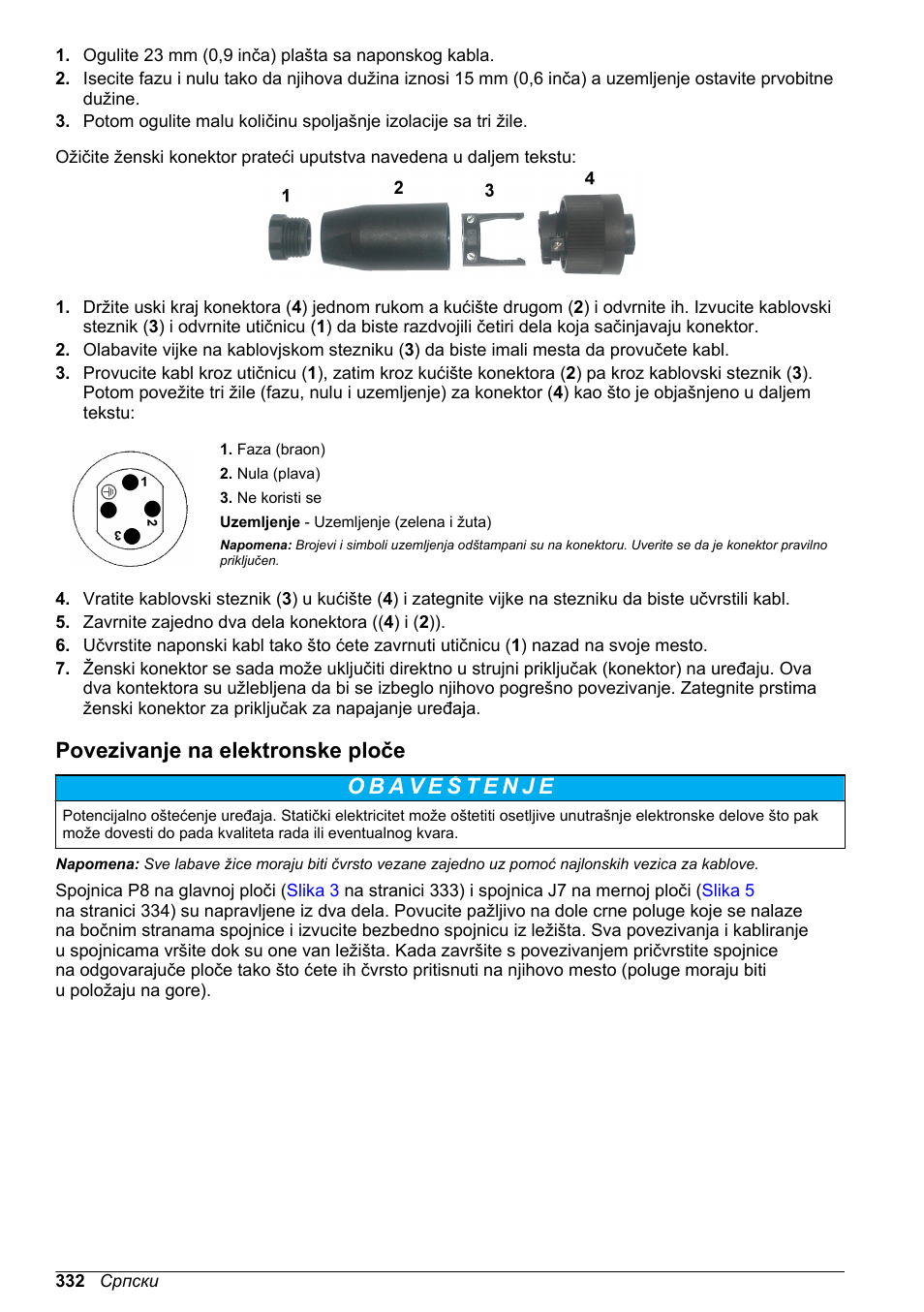 Povezivanje na elektronske ploče | Hach-Lange ORBISPHERE KM1100 Basic User Manual User Manual | Page 332 / 350