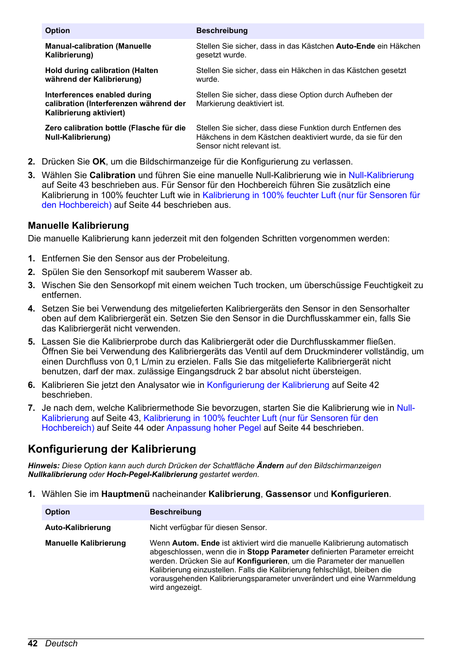 Manuelle kalibrierung, Konfigurierung der kalibrierung | Hach-Lange ORBISPHERE KM1100 Basic User Manual User Manual | Page 42 / 350