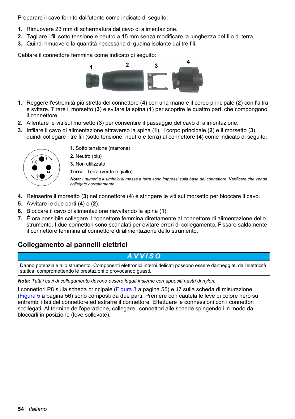 Collegamento ai pannelli elettrici | Hach-Lange ORBISPHERE KM1100 Basic User Manual User Manual | Page 54 / 350