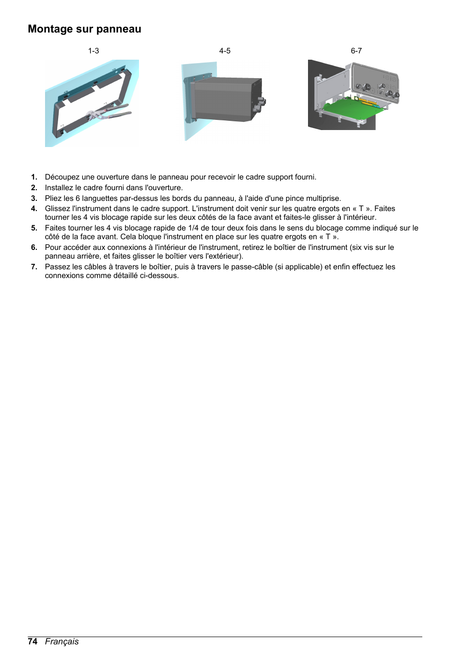Montage sur panneau | Hach-Lange ORBISPHERE KM1100 Basic User Manual User Manual | Page 74 / 350