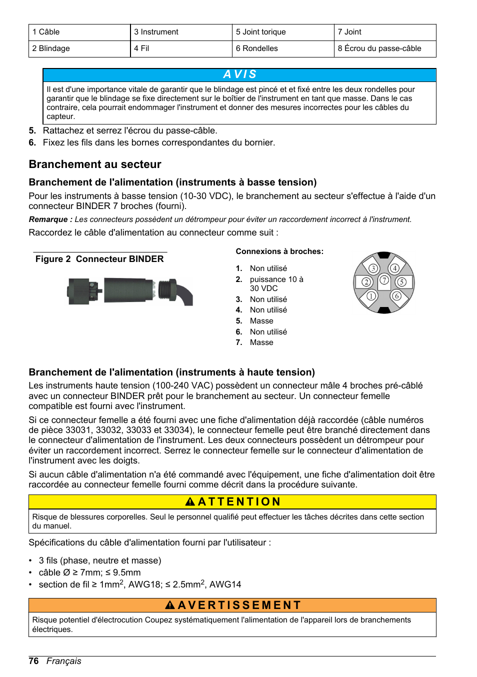Branchement au secteur, A v i s | Hach-Lange ORBISPHERE KM1100 Basic User Manual User Manual | Page 76 / 350