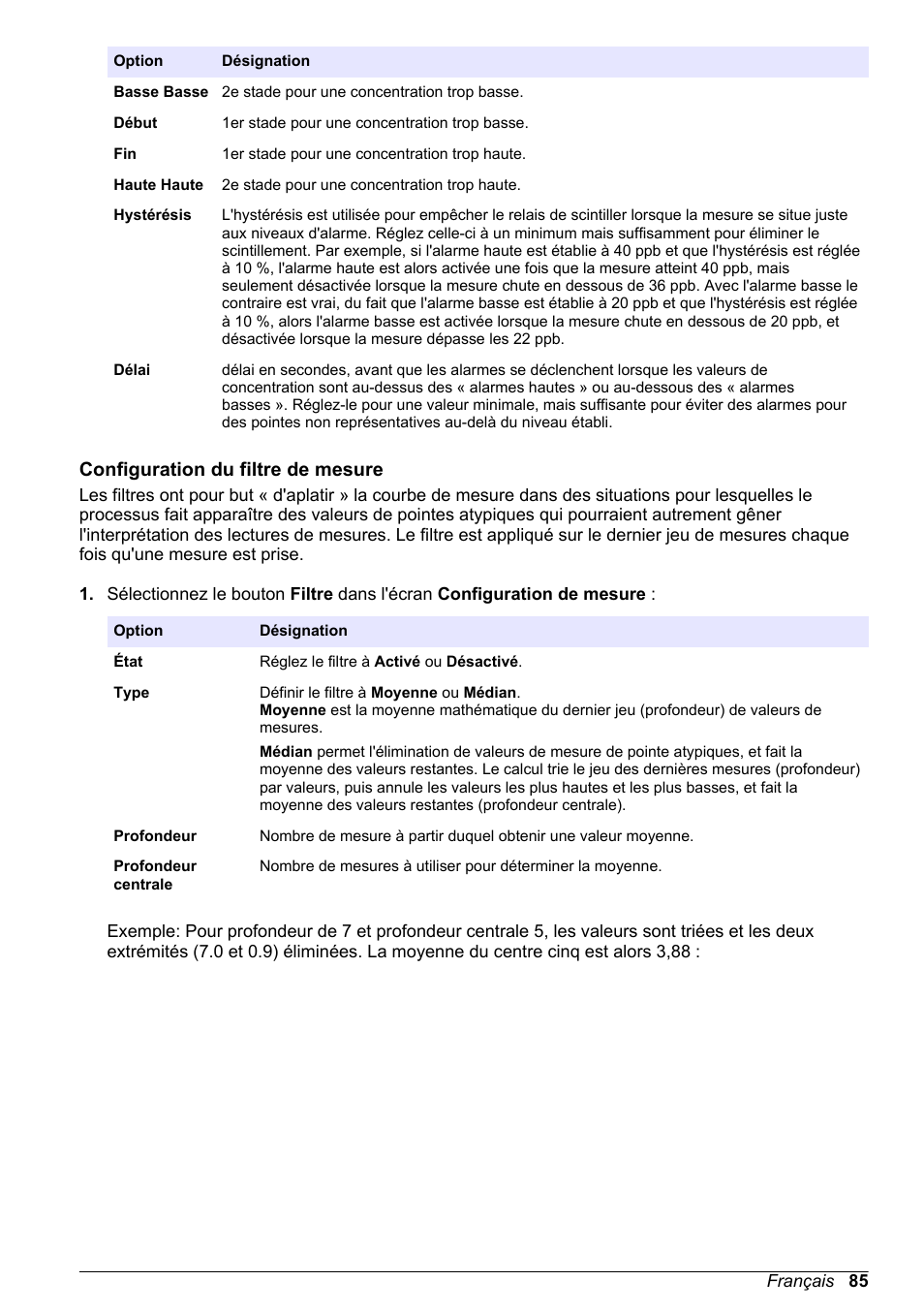 Configuration du filtre de mesure | Hach-Lange ORBISPHERE KM1100 Basic User Manual User Manual | Page 85 / 350