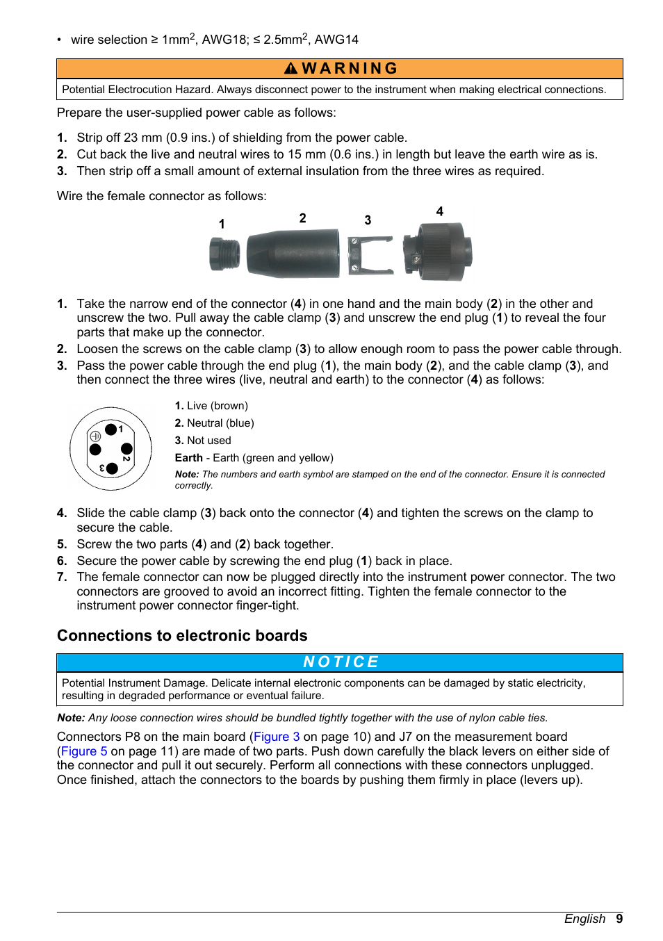 Connections to electronic boards | Hach-Lange ORBISPHERE KM1100 Basic User Manual User Manual | Page 9 / 350