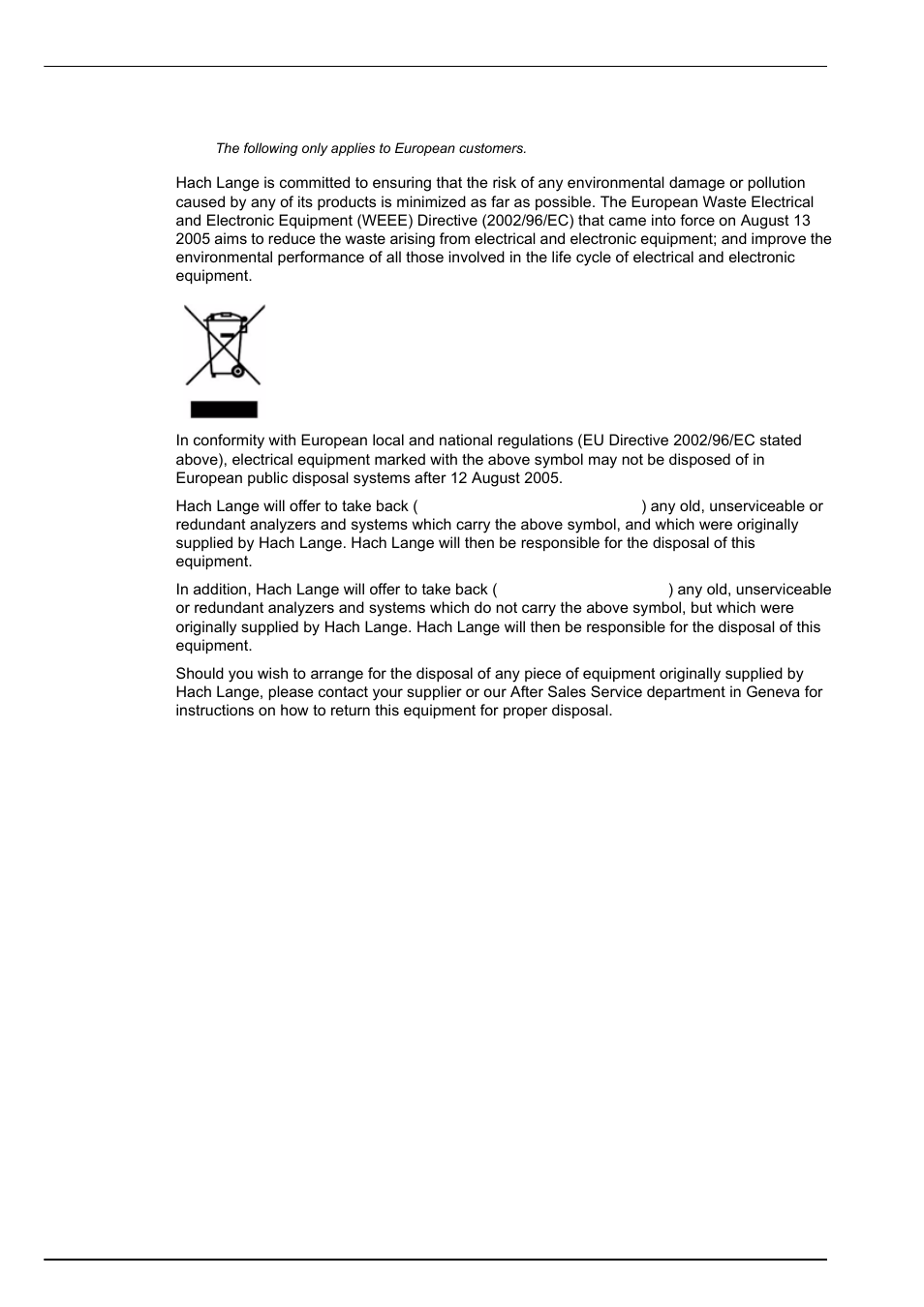 5 product disposal | Hach-Lange ORBISPHERE K1100_M1100 Operator Manual User Manual | Page 12 / 114