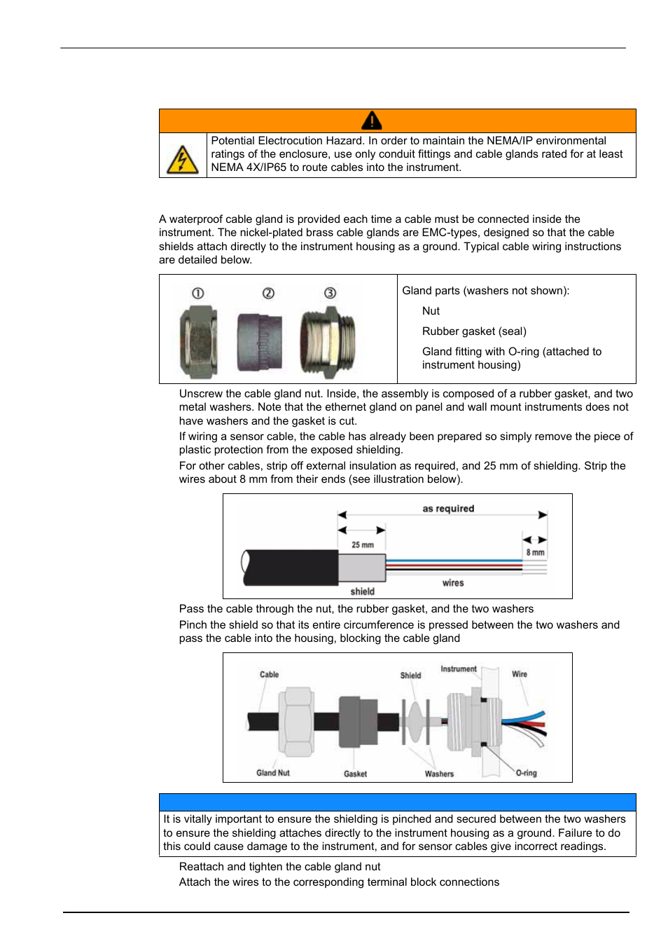 5 connectors assembly instructions, 1 cable gland wiring instructions, Installation | Hach-Lange ORBISPHERE K1100_M1100 Operator Manual User Manual | Page 31 / 114