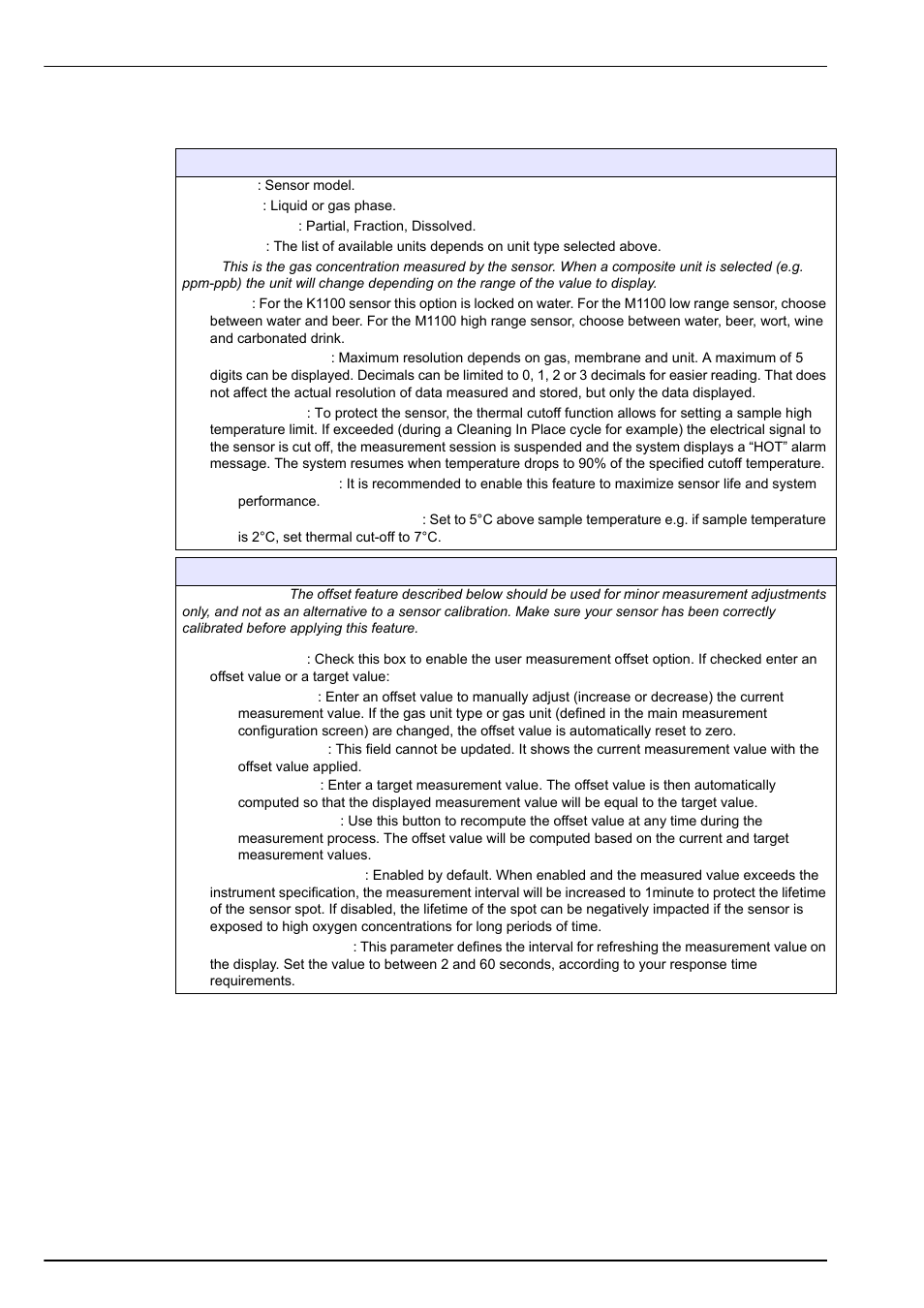 2 measurement configuration, Section 6.2 on, Measurement menu | Hach-Lange ORBISPHERE K1100_M1100 Operator Manual User Manual | Page 54 / 114