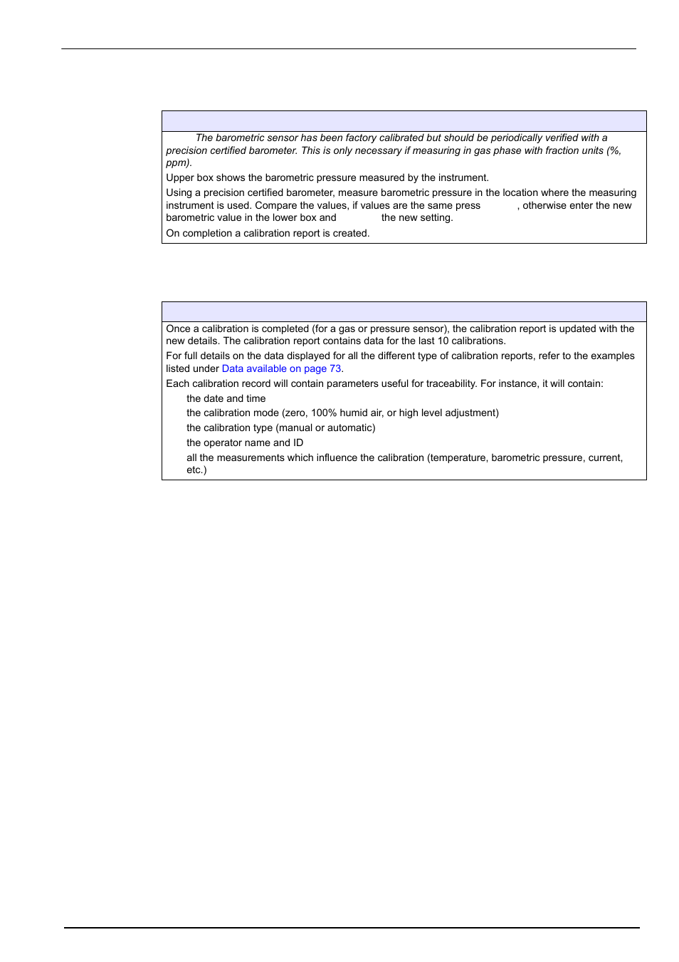 7 barometric pressure calibration, 8 calibration reports, Calibration menu | Hach-Lange ORBISPHERE K1100_M1100 Operator Manual User Manual | Page 61 / 114