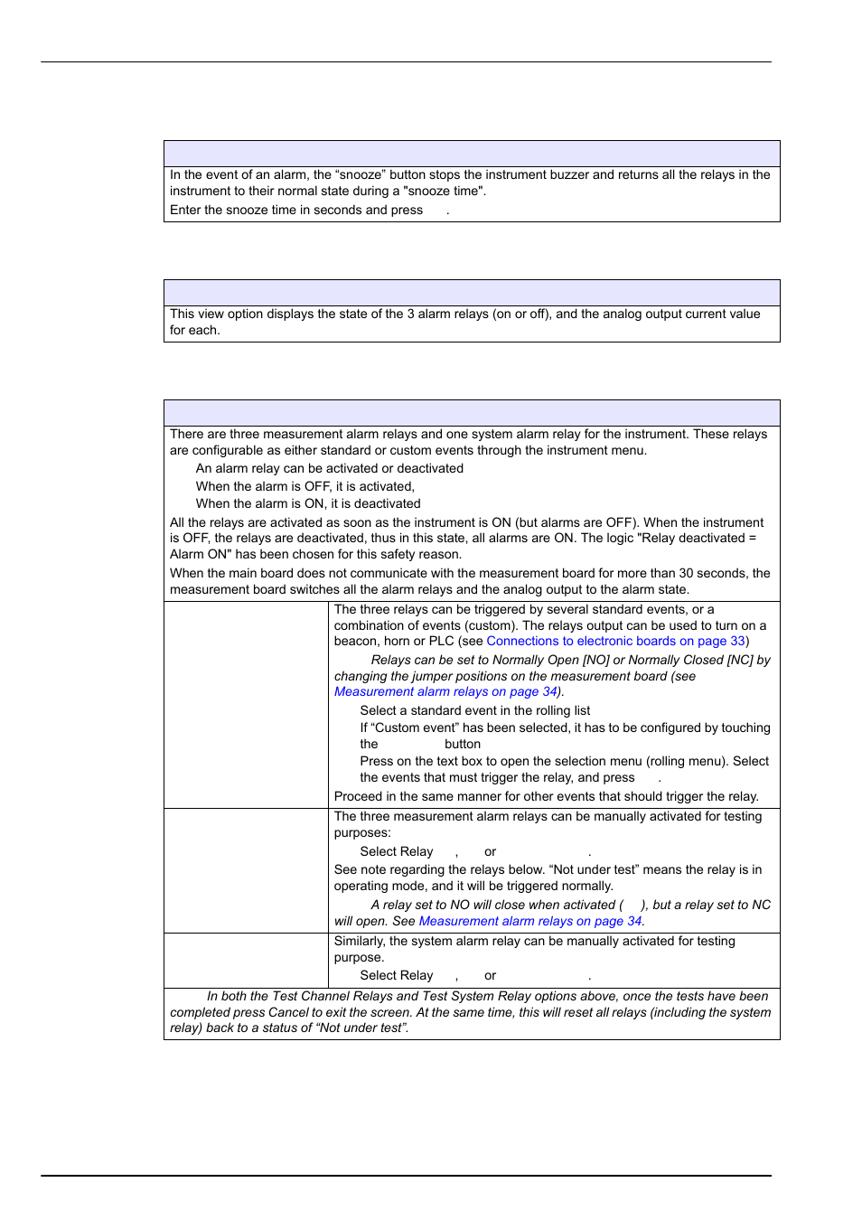 1 configure snooze, 2 view inputs/outputs, 3 relays | Inputs/outputs menu | Hach-Lange ORBISPHERE K1100_M1100 Operator Manual User Manual | Page 64 / 114