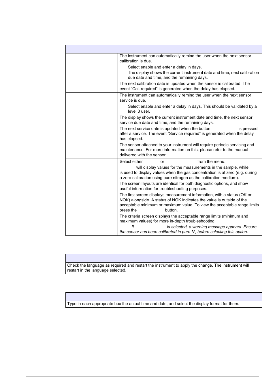1 sensor diagnostics, 2 language selection, 3 clock | Quality needs, Services menu | Hach-Lange ORBISPHERE K1100_M1100 Operator Manual User Manual | Page 97 / 114