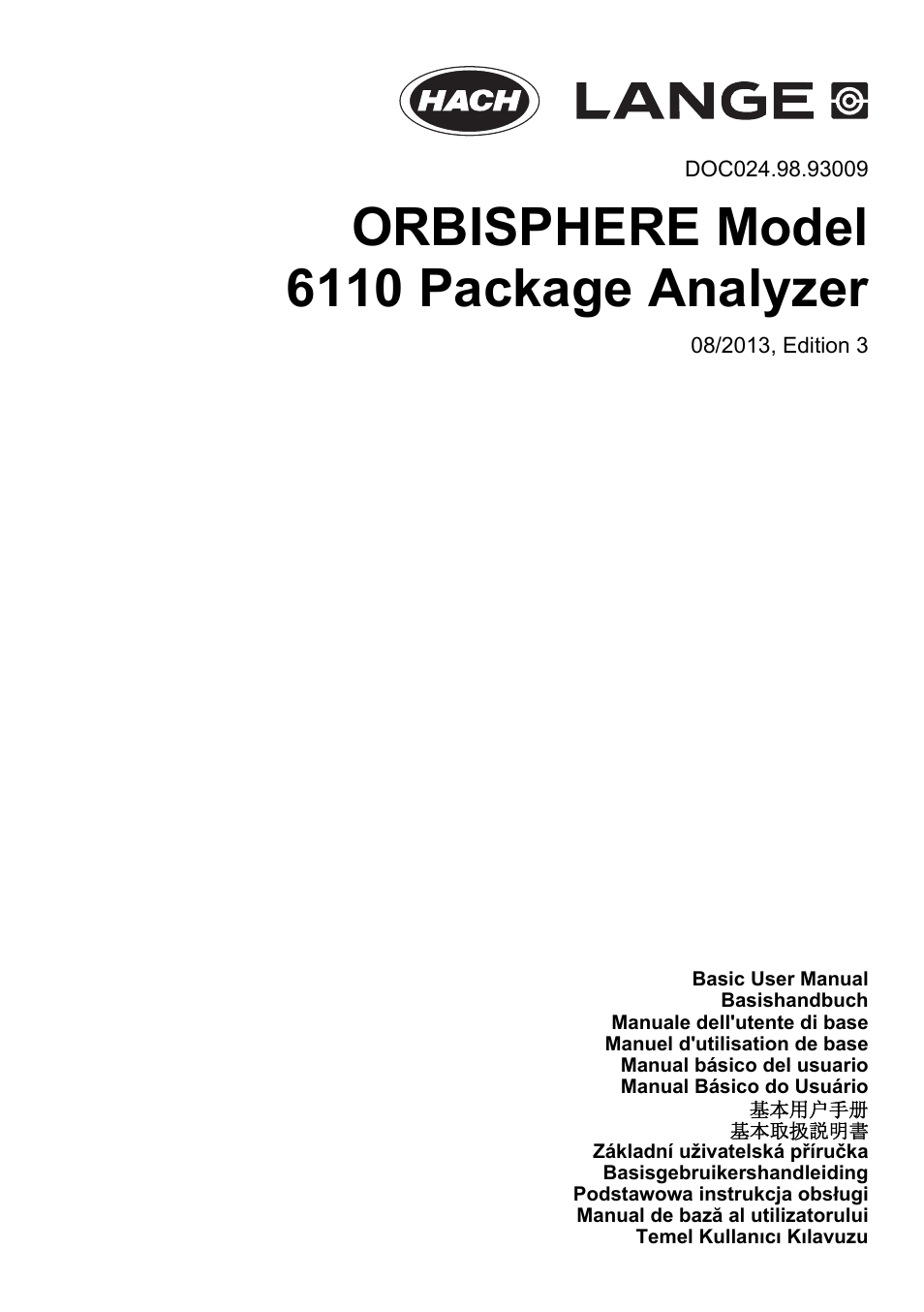 Hach-Lange ORBISPHERE 6110 Basic User Manual User Manual | 302 pages
